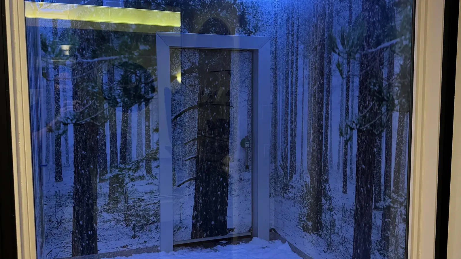 Blue-lit snow room inside Cleopatra's Rituals in Kelowna.