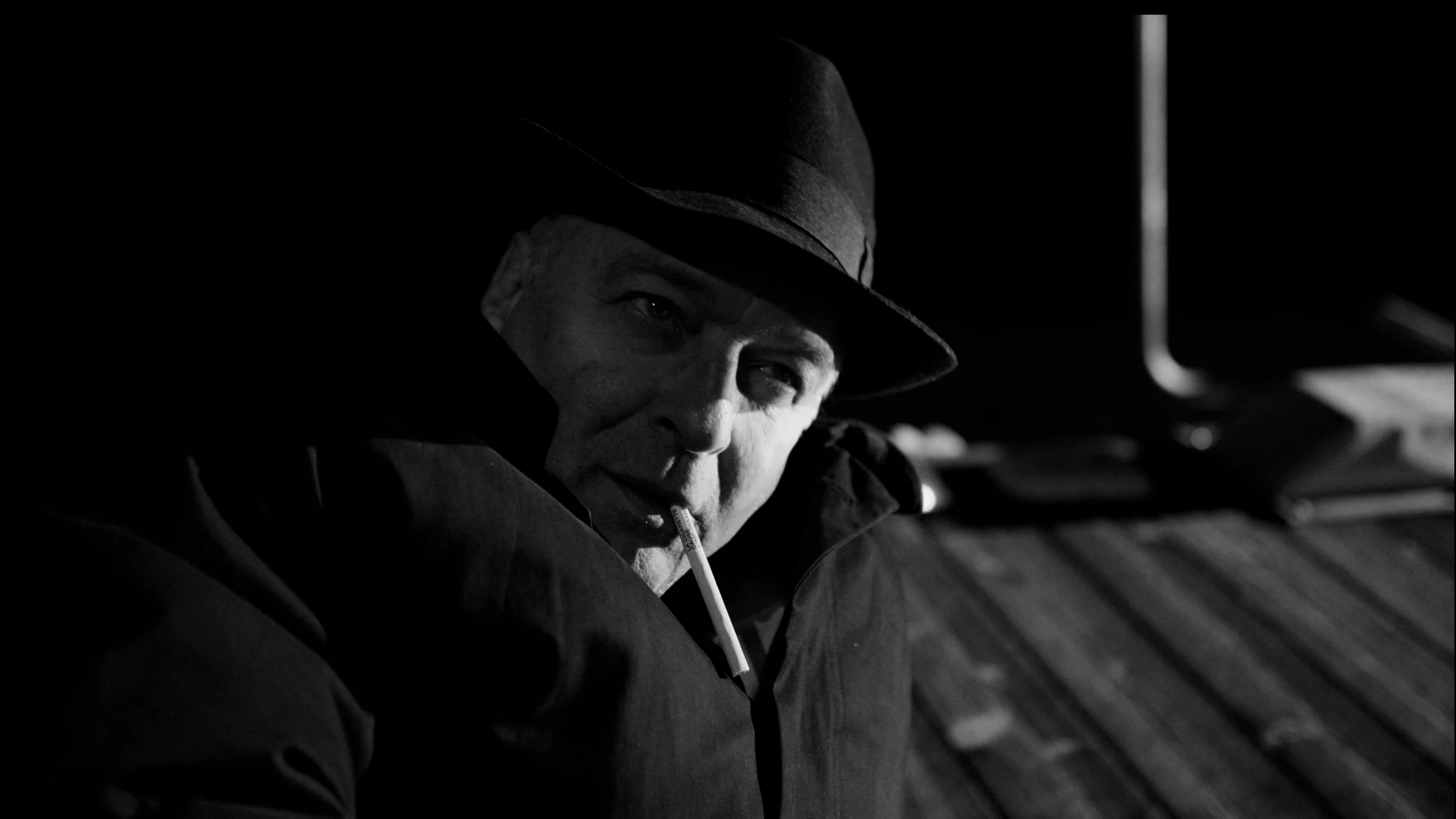 Roark Critchlow in a tight black-and-white dock frame from Last of a Dying Breed.